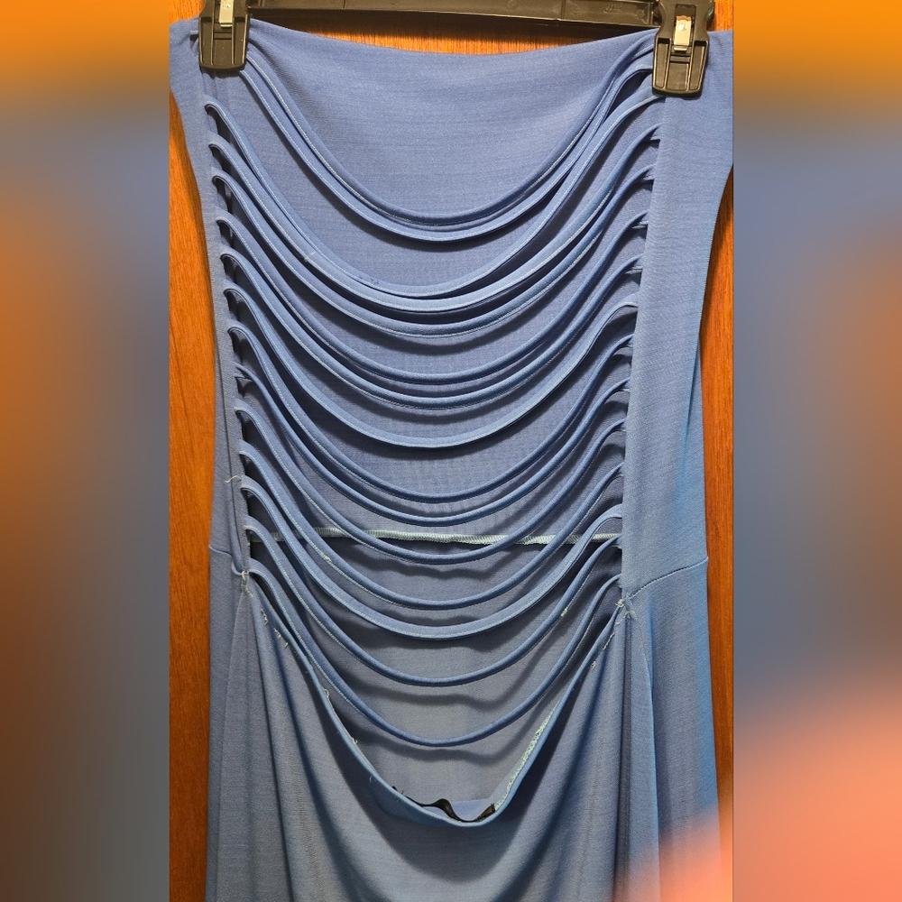 HAODUOYI Blue Maxi Dress Strapless Backless Gradient Color SzL - Picture 12 of 12